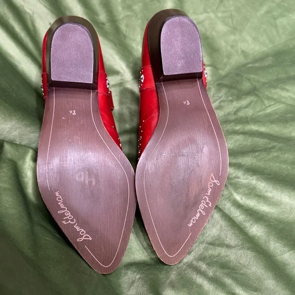 Sam Edelman Red Studded Ankle Boots - Picture 7 of 9